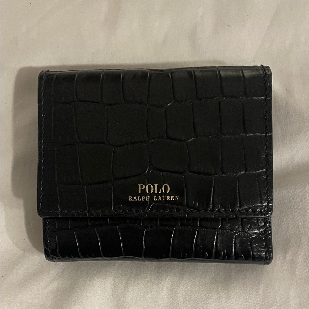 Polo Ralph Lauren Black Croc-Embossed Leather Wallet